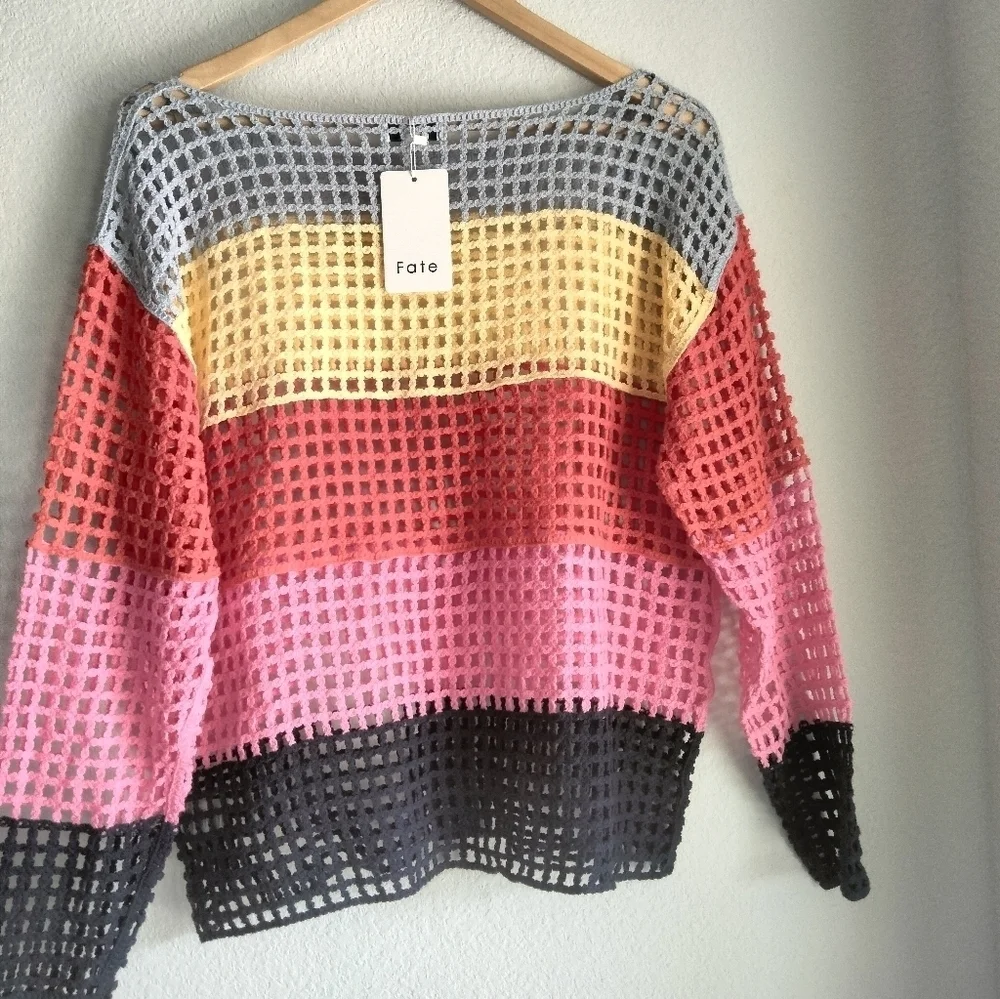 NWT Fate Stripe Eyelet knitted pullover - Picture 4 of 5